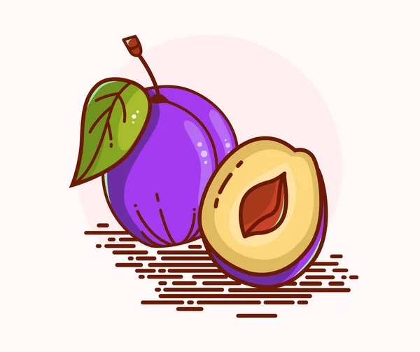 Schöne Illustration Einer Pflaume Vektorsymbol Ideal Für Marmelade Oder Saft — Stockvektor