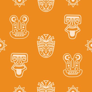 Karalama desenli yüz. Kusursuz desenli Meksikalılar, Afrika motifleri. Maskeler.