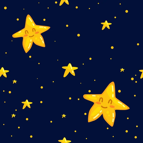 Padrão Crianças Azul Com Estrelas Bonitos — Vetor de Stock