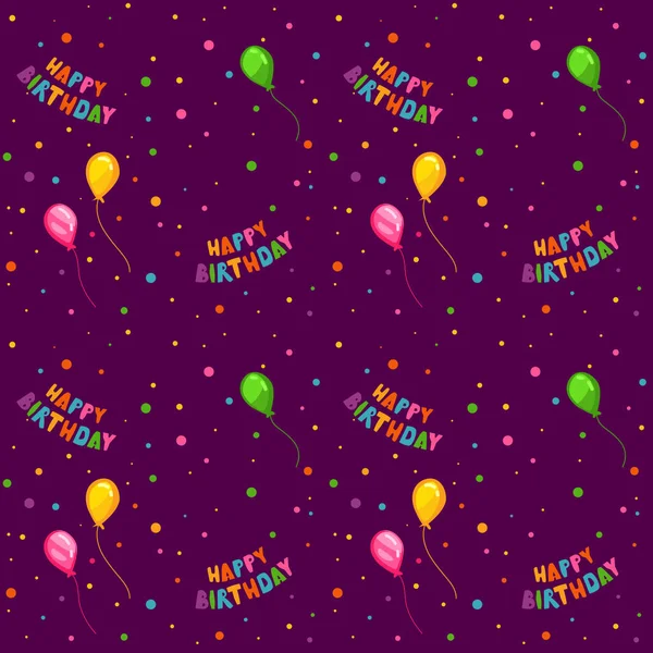 Εορταστική Μοτίβο Κινουμένων Σχεδίων Χρόνια Πολλά Violet Φόντο Μπαλόνια — Διανυσματικό Αρχείο