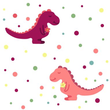 Bebek kusursuz desen. Çizgi film dinozorları. Kağıt ya da kumaş üzerine baskı yapmak için harika.