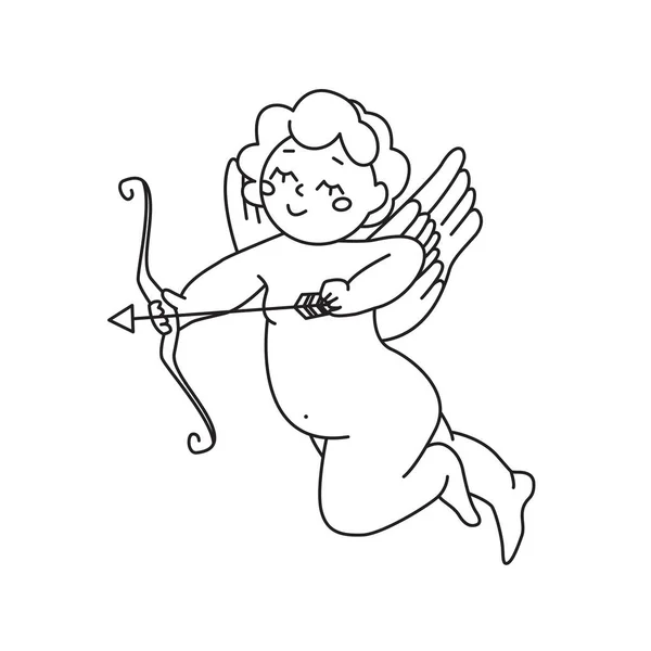 Dibujo Blanco Negro Cupido Dibujado Mano Clip Art Adecuado Para — Vector de stock