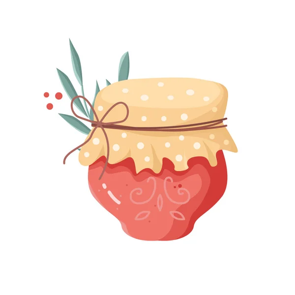 Illustration Vectorielle Pot Confiture Cuisine Vintage Sticker Aux Couleurs Pastel — Image vectorielle