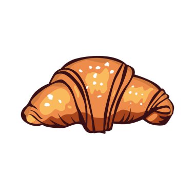 Beyaz arka planda izole edilmiş Fransız kruvasanının vektör çizimi.
