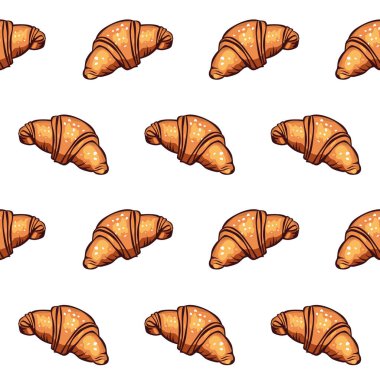 Beyaz arka planda taze ve lezzetli kruvasan deseni..