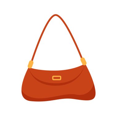 Kahverengi Stil Kadın Çantası Beyaz bir arka planda izole edildi. Düz Vektör İllüstrasyonu.