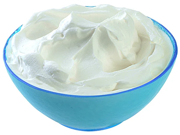 Jogurt Niebieskiej Misce Ścieżka Clipping Zawarte — Zdjęcie stockowe