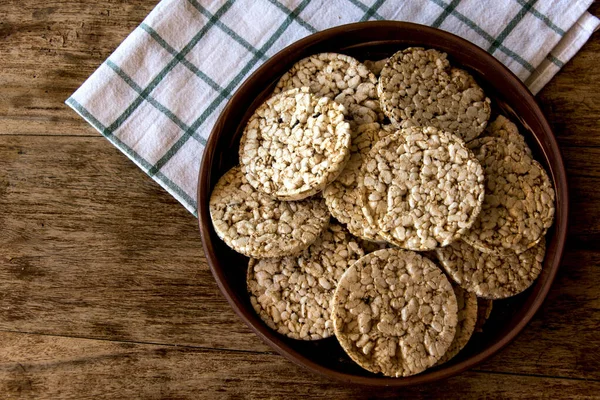 Rice Cracker Biscuits Wooden Table — Stock Photo, Image