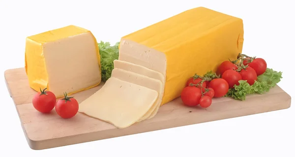Gouda peyniri ve dilimler, kesme yolu..