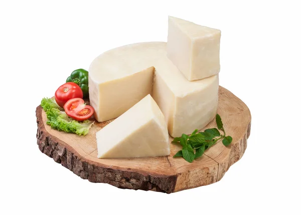 Wheel Cheese Natural Wood Clipping Path — Stock Photo, Image