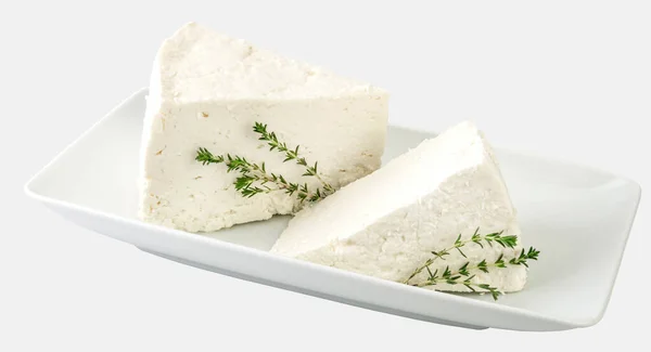 Traditional Feta Cheese Maturating Wooden Barrels Being Cut Triangular Pieces — Stock Photo, Image