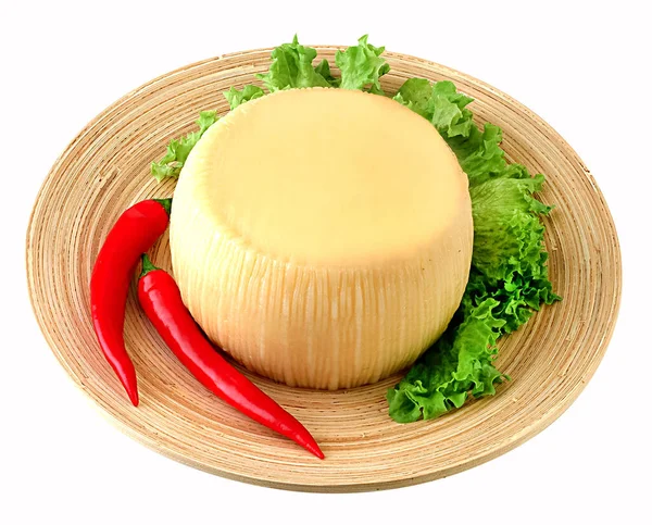 Wheel Cheese Wooden Board Clipping Path — Stock Photo, Image