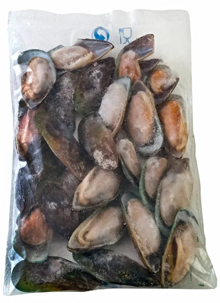 Κατεψυγμένα Μύδια Πλαστική Σακούλα Trasparent Όπως Πωλείται Στην Αγορά Σούπερ — Φωτογραφία Αρχείου