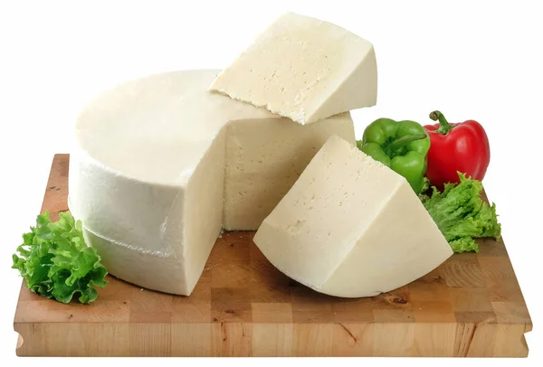 Graviera Griechischer Käse Auf Natürlichem Holzbrett — Stockfoto