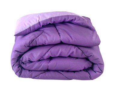 Yumuşak ve renkli yorgan, beyaz arkaplan, kırpma yolu.