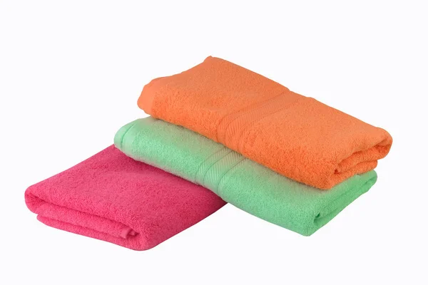 Haufen Bunter Handtücher Schneideweg — Stockfoto