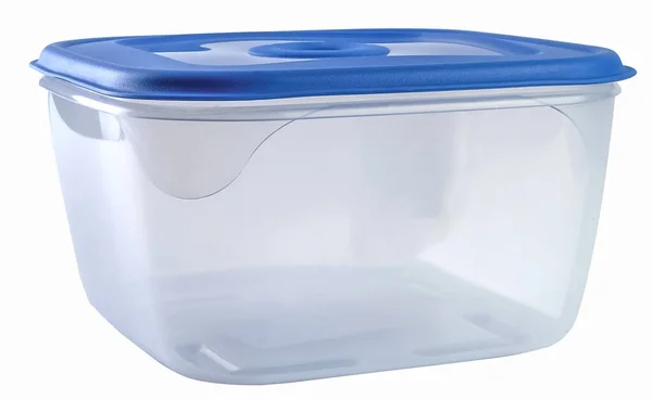 Plastic Container Blue Lid Clipping Path — Stock Photo, Image