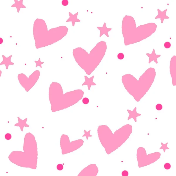 ピンクのハートと星のパターン 休日のための装飾 恋人会 — ストック写真