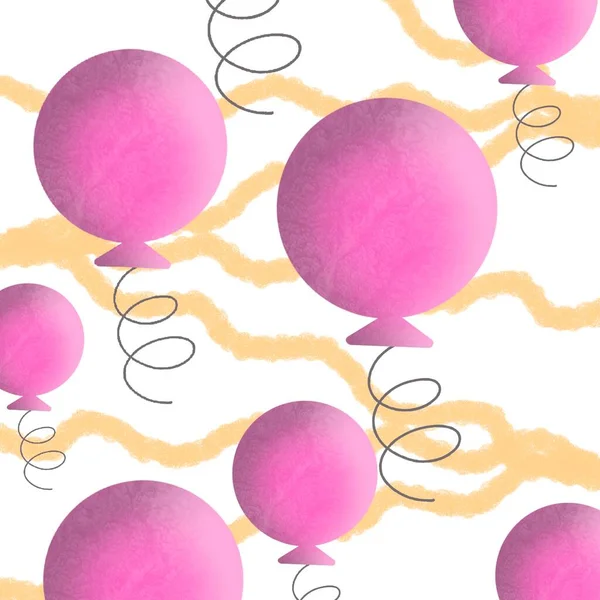 Padrão Círculo Com Balões Desenhados Mão Bonita Impressão Feriado Ilustração — Fotografia de Stock