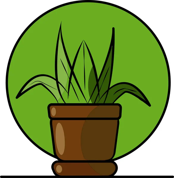 Цветочный Горшок Растением Зеленые Листья Векторная Иллюстрация — стоковый вектор