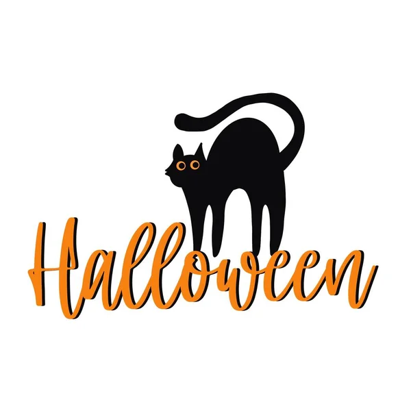 Black Cat Inscription Halloween — Stock Photo, Image