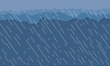 Karanlık gökyüzünde sağanak yağmur, yağmur mevsimi, bulutlar ve fırtına, hava durumu....