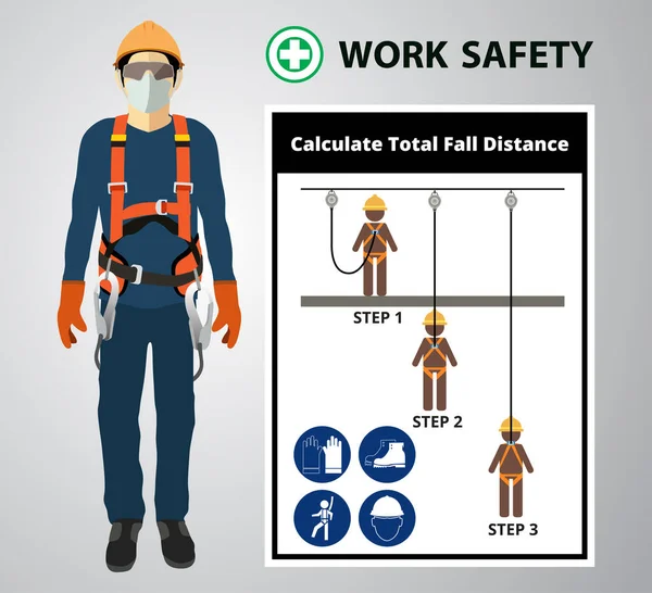 秋の保護 建設労働者の安全性 ベクトル設計 — ストックベクタ