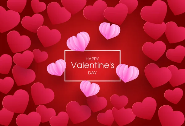 Buon San Valentino Progettazione Vettoriale Messaggio Sui Cuori Dolce Amore — Vettoriale Stock