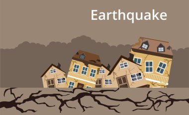 Deprem, doğal afetler, vektör tasarımı