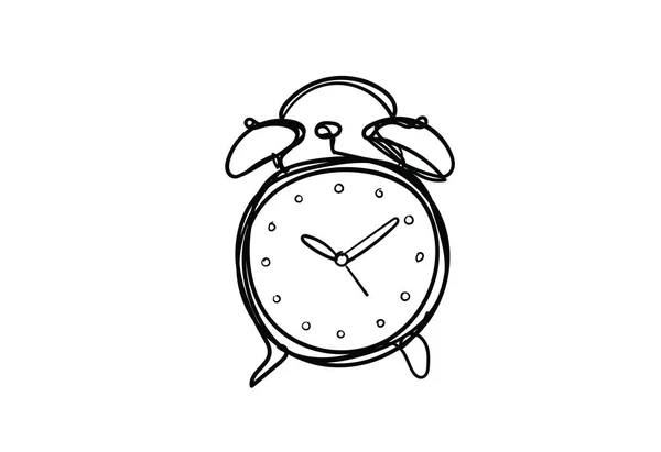 Reloj Despertador Estilo Dibujo Línea Ilustración Diseño Vectorial — Archivo Imágenes Vectoriales
