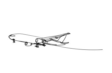 bir düzlem el çizimi, çizgi çizim biçimi, vektör tasarımı.