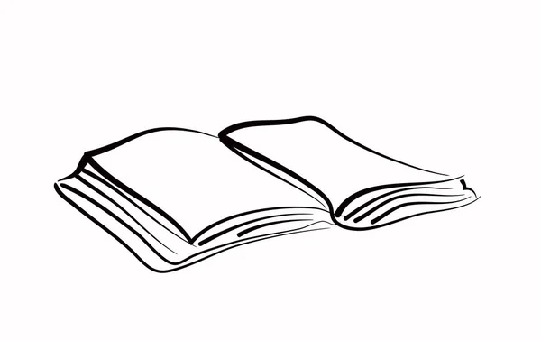 Beyaz Arkaplan Çizgi Çizim Biçimi Vektör Tasarımı Üzerine Açık Kitap — Stok Vektör