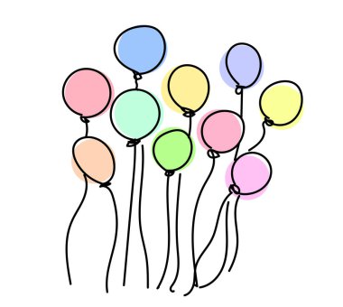 Balon, beyaz arkaplanda çizgi çizme biçimi