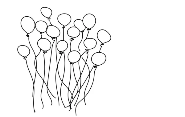 白色背景的气球 线条画法 — 图库矢量图片