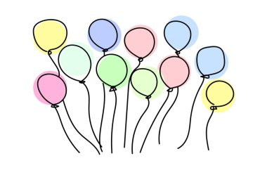 Balon, beyaz arkaplanda çizgi çizme biçimi