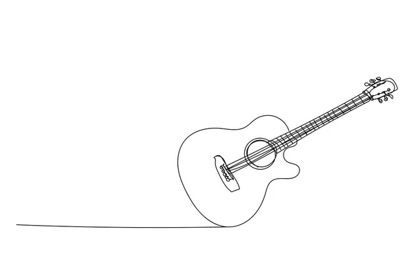 アコースティックギター 線画スタイル ベクトルデザイン — ストックベクタ