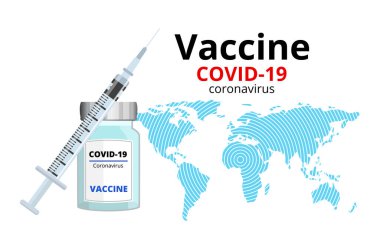 Aşı kavramı, Covid-19 koronavirüs, vektör illüstrasyonu.