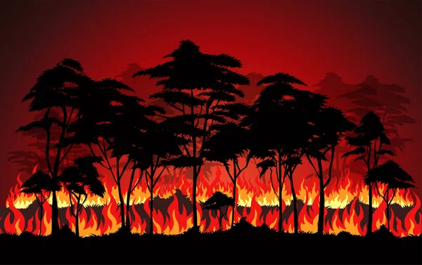 Πυρκαγιές Δασών Απεικόνιση Καταστροφών Από Πυρκαγιά Φλεγόμενα Δέντρα Φύση Κίνδυνο — Διανυσματικό Αρχείο