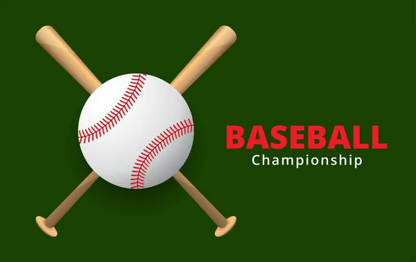 Baseball Und Baseballschläger Auf Grünem Hintergrund Sportspiel Vektorillustration — Stockvektor