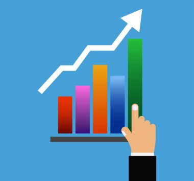 Yükselen Grafik, İş Pazarlama Konsepti, Maliye Yükseliyor, vektör illüstrasyonu