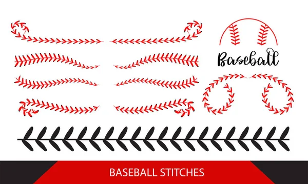 Stitches Beisebol Fundo Branco Design Vetorial — Vetor de Stock