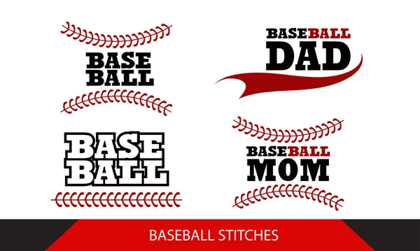 Baseball Stitches White Background Baseball Mom Vector Design — Stock Vector