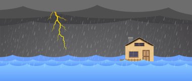 Doğal felaketi evle, sağanakla ve fırtınayla, evle, bulutla ve yağmurla, şehirdeki su baskınıyla, evle, su baskınıyla sel baskınıyla.