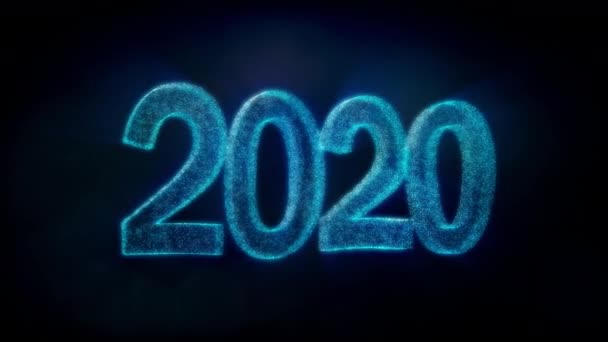 Efeito Partículas Mágicas Azuis Morph 2020 2021 Tem Brilho Brilho — Vídeo de Stock