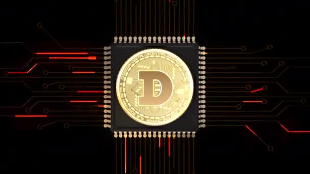 Metodo Criptovaluta Dodgecoin Simulazione Trovare Sul Sistema Computer Circuito Hardware — Video Stock