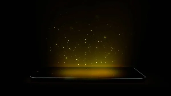 Altın Sihirli Parçacık Cep Telefonunda Yüzüyor Işlemeli Duvar Kağıdı Büyüsü — Stok fotoğraf