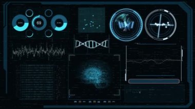 Baş parmak izi. Grafik arayüz beyni DNA ile eşleşiyor. 3D görüntüleme ile geleceksel bilgi hareketi alfa yolu prores444 biçimi içerir.