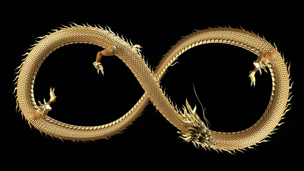 Chinese Dragon Pose Infinity Sign Rendering Realistic Detail Conceptual — Stok fotoğraf