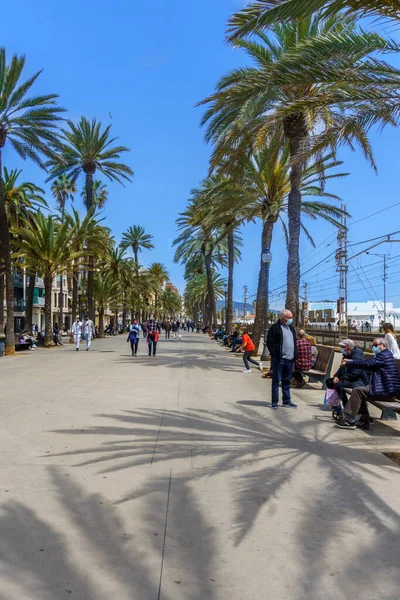 Badalona Barcelona Hiszpania Kwietnia 2021 Promenada Nad Morzem Rambla Badalona — Zdjęcie stockowe