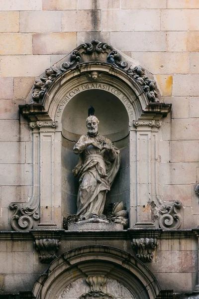 Detalle Fachada Iglesia Sant Felip Neri Barrio Gótico Barcelona España — Foto de Stock